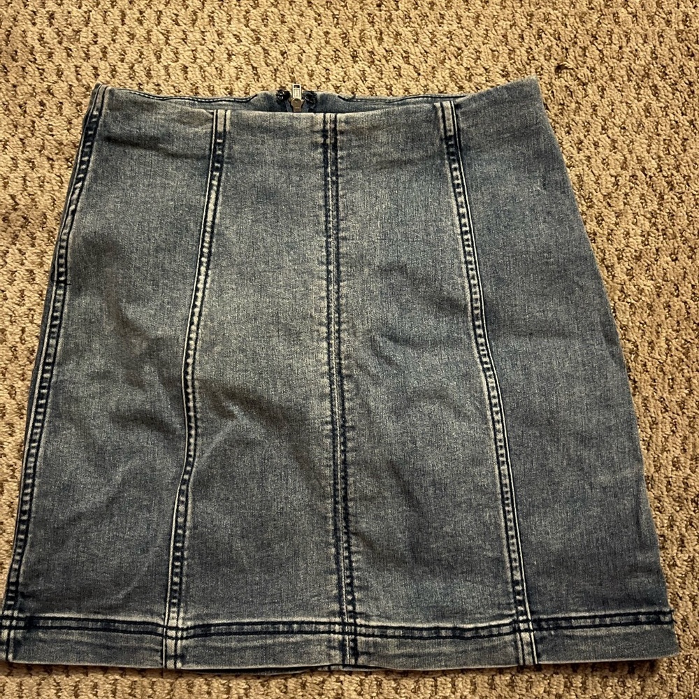 Blue denim free people skirt